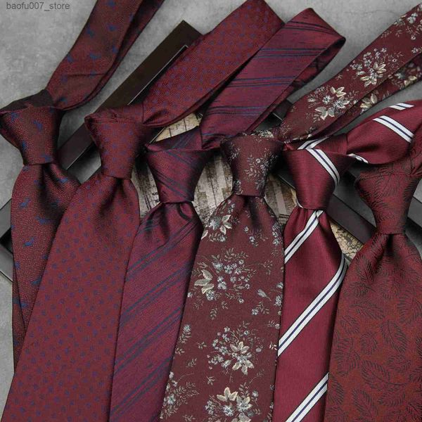 Pescoço laços de pescoço no noivo de vinho tinto vermelho vestido de noiva masculino traje de negócios de 8cm tieq