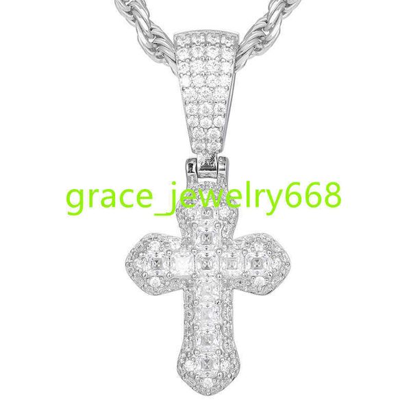 De vvs1 abbagliante Moissanite Fashion Gioielli fine Elegante 925 Sterling Silver Chunky Cross Cipcant Chain Necklace