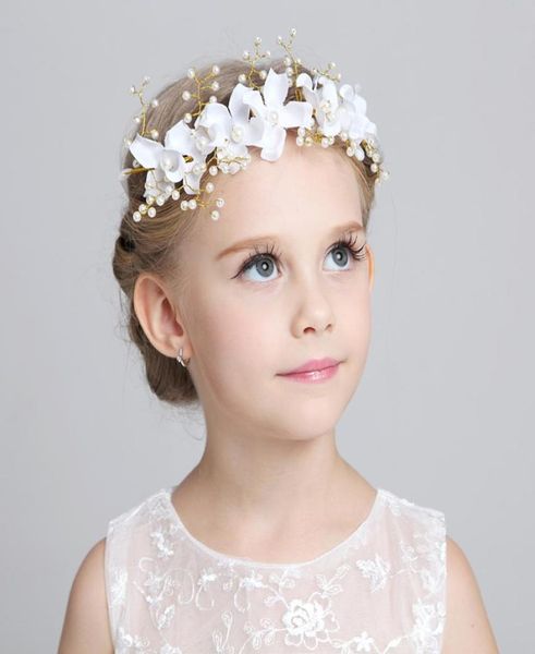 Charmante niedliche Kinder Kinder Verschleiungen Kopfstücke zu passen Blumenmädchenkleider 2015 Weiß rosa Prinzessin Girlande Blumenmädchen Stirnband F3156241