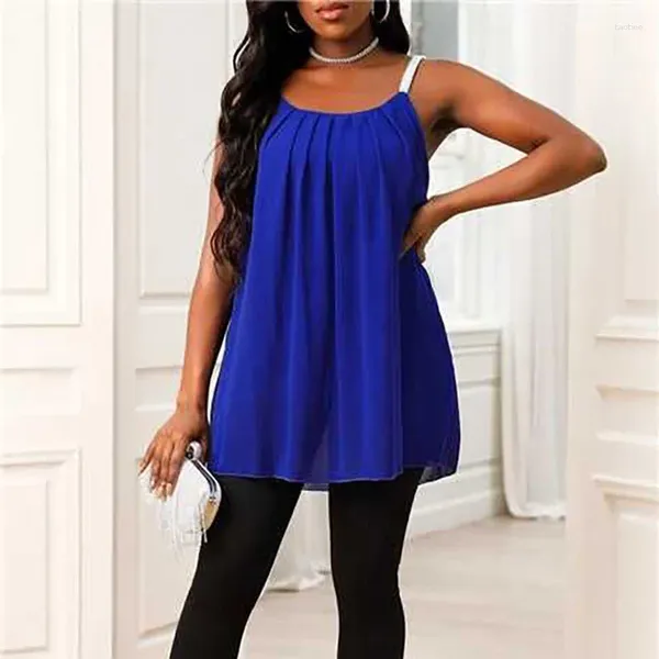 Kadın bluzları Afrika Moda Kadın Şifon Cami Üstler yelek kolsuz fırfırlar rahat gevşek salıncak t-shirt bluz