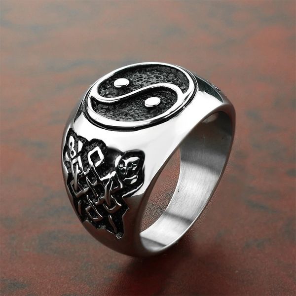 Винтаж тай -чи сплетни сплетни Кольцо кольцо мужчины женщины 14K Золотой дизайн багуа китайский кольцо в стиле крутой панк -байкер