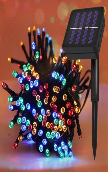 Солнечные струнные фейти -светильники 22m 200 светодиодные водонепроницаемые открытые садовые рождественские украшения 8 Режим освещения 12 В 1200mah5334535