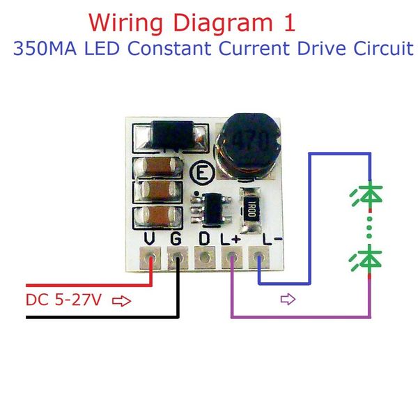 Mini DC 5-27V 350mA Módulo de driver de LED de led de 350ma HB Controlador PWM ajustável DC-DC Buck Constant Current Converter 5V 12V 24V