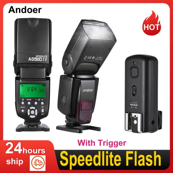 Aksesuarlar Andoer AD560 IV Speedlite Flash Işık 2.4G Kablosuz Evrensel Oncamera GN50 Canon Nikon Sony DSLR için Flash Tetikleyici