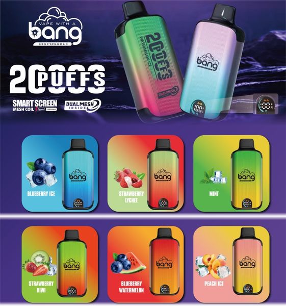 BANG ORIGINALE 20000 sbuffi Servizi usa e getta 26 ml PASCHI VAPOR PREMATA BATTERA RICATUABILE 850MAH BATTERE RICARICABILE 20K SUFS DEVIMENTI DI SUPE SUPE DEPPEGNI DUPPESA MASSH AGEL