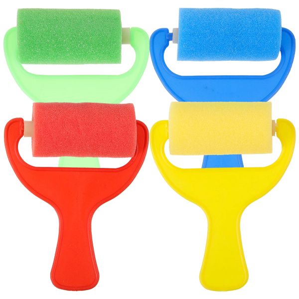 4 PCs Schwammfarbe Roller Brayer Malerei Rollen Set Zeichnungswerkzeuge für Kinder Maler Künstler