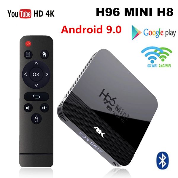 Box New H96 Mini H8 TV Box Android 9.0 RK3228A Quad Core 1G/2G 8G/16G Set Top Box 2,4g 5G Dual WiFi BT4.0 4K Smart Media Player