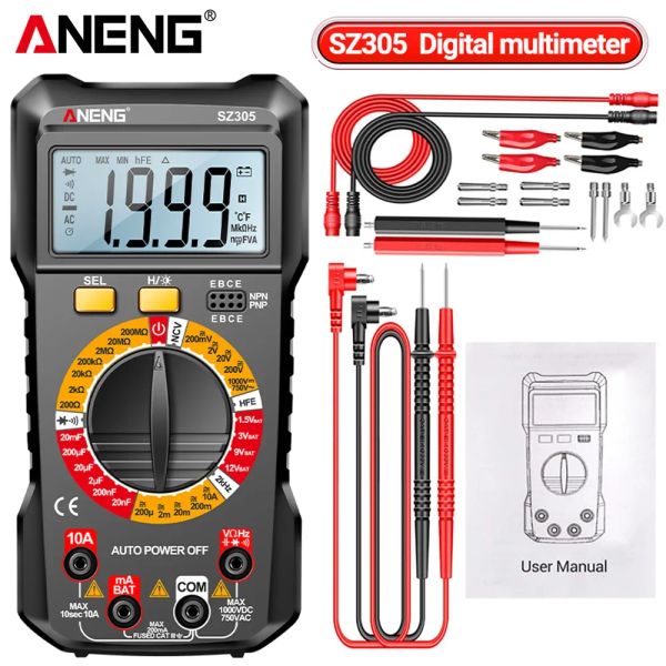 ANENG SZ305 Testadores de capacitores multímetro Profissional 1999 Conde Smart Voltmeter CA/DC Voção Ferramentas de teste de resistência atual ohm