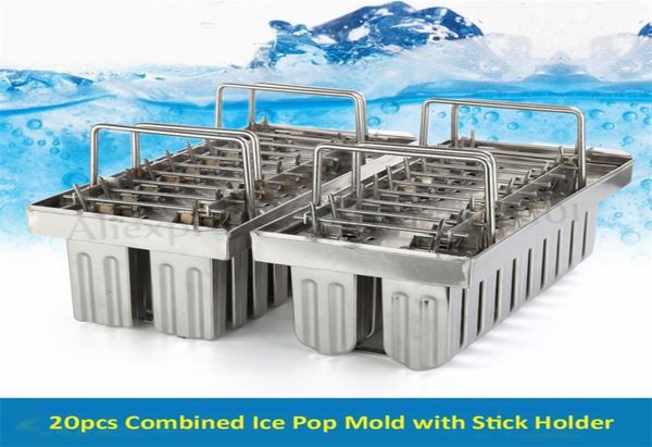 20pcsbatch gelo pop moldes 304 aço inoxidável iogurte congelado molde de picolé de molde comercial Ferramentas de cozinha Diy Brand New5896466