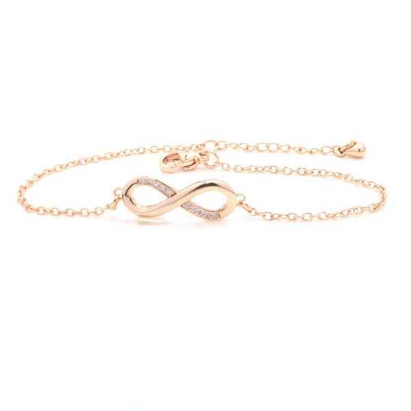 Braccialetti di fascino 5pcs Fashion Infinite Loop 8 Word Bracciale Femmina di rosa oro semplice Temperamento intarsia