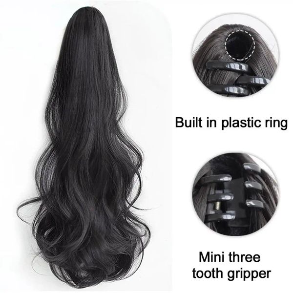 Big Wave High Cotail Wig Grab Clip Bow Capelli lunghi coda di cavallo marrone Black Arificial Hair Treid Calco