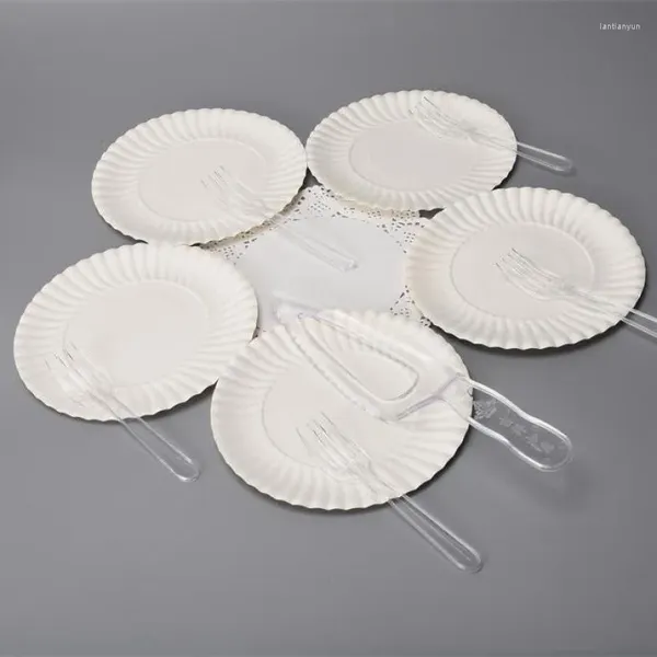 Loucaria de jantar descartável Placa de bolo 20-50 Desenta o papel de faca de papel de faca com utensílios de mesa com conjunto de utensílios de mesa