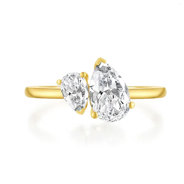 Anelli a grappolo Donne 18k Gollo giallo 0,9 CT Laboratorio coltivato Diamond Open Wedding Engagement di lusso