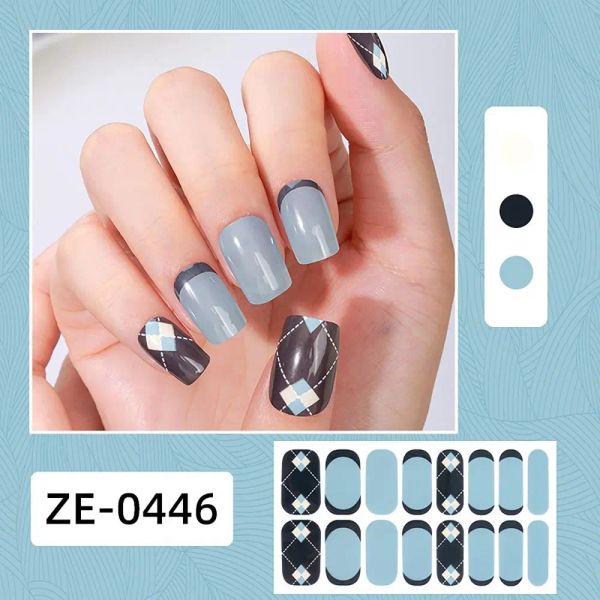 1Set Ins Trendy 16 strisce semi -curanti Adesivo per unghie gelifulico Colori gradiente per nail art francese Gel Full Nail Wraps Gel Striscia per unghie gel