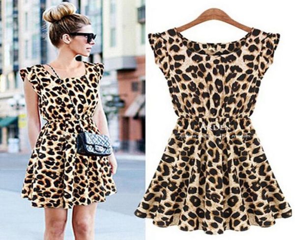 Limited New Ladie039s Sommer Drs Oneck Leopard Print Mini Casual Sundress Übergroße sexy Persönlichkeit Fashi9343883