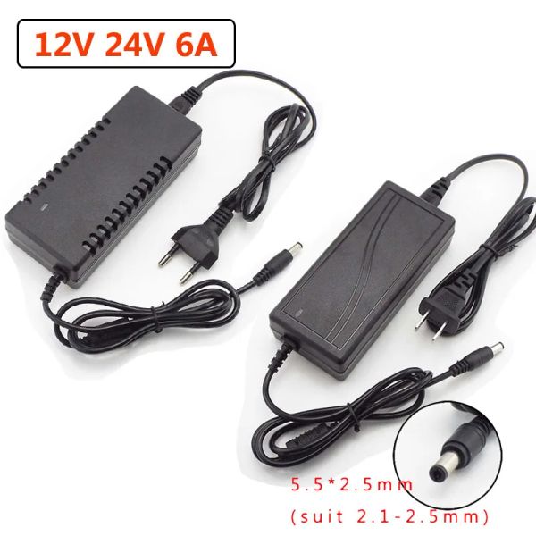 AC 100-240V a DC 12V 24V 6A Adaptador de energia Universal Transformer US UE Supplência de adaptador de carregador para câmera de LED Light Strip CCTV C1