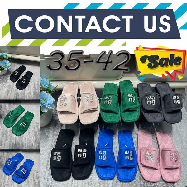 En Kaliteli Terlik Tasarımcı Sandalet Lüks Kadın Velvet Malzeme Rhinestone Velcro Bant Gai Partisi Yumuşak Oda Platformu Offical Slider