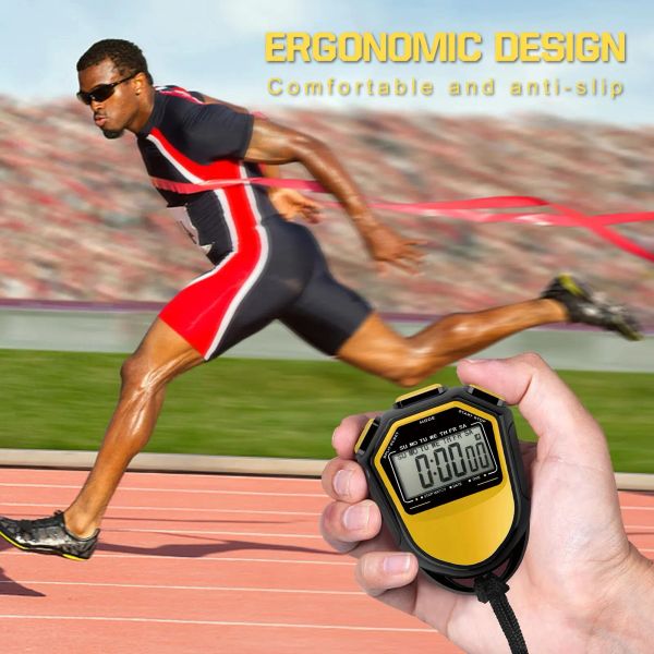 Stopwatch à prova d'água Digital Handheld LCD Timer Chronograph Sports Counter com Strap for Natação de Treinamento de Futebol