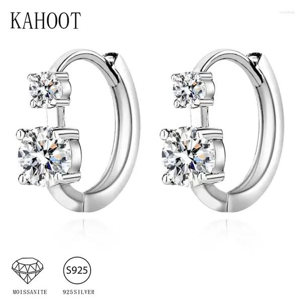 Hoop Ohrringe 925 Sterling Silber 0,6 Karat 2 Moissanit Doppel Diamond Fashion Design Light Luxury Senior Ladies