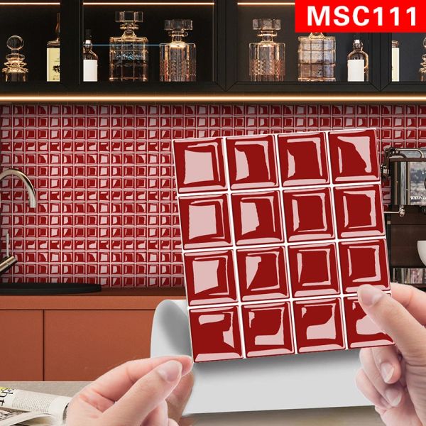 10pcs 3d Lattice Crystal Crystal and Stick Ceramic Tile Pasta para banheiro DIY Basa de cozinha Living Self Adhesive Wall Sticker