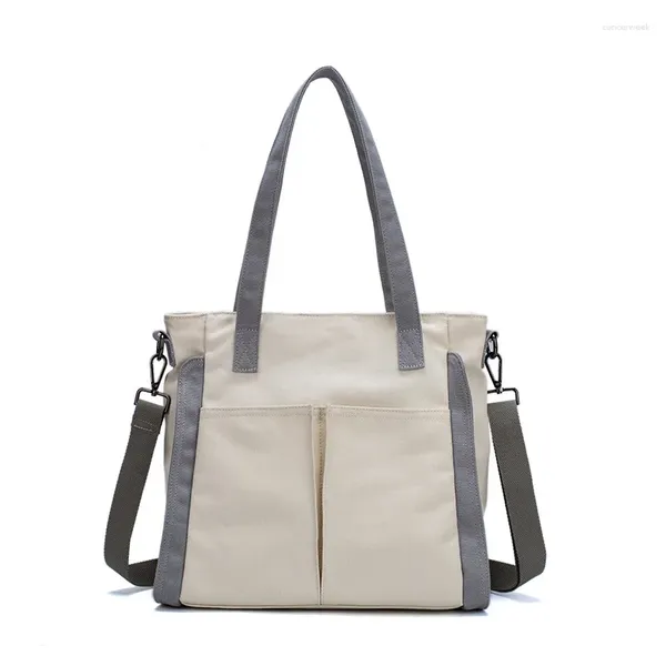 Сумки на плече 2024 Canvas Bag Women Women Single Messenger японская большая способность попасть в цвет дикая сумочка женщина