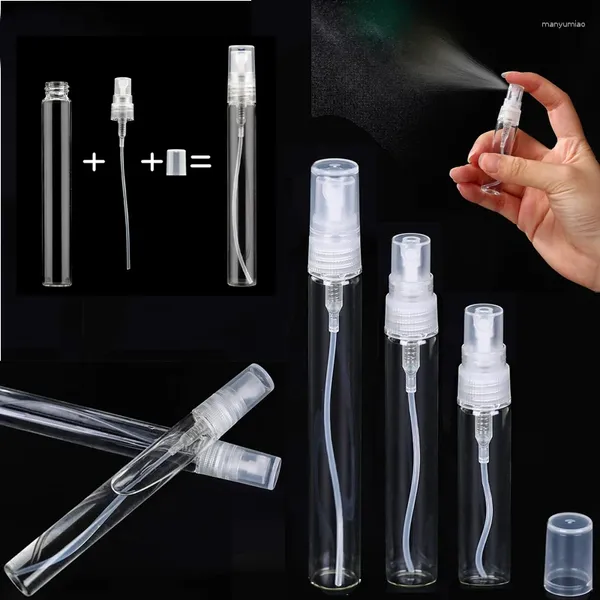 Speicherflaschen 10pcs mini 2ml 3ml 5ml 7ml 10ml Nebel leerer Glassprayflaschen Zerstäuber feiner nachfüllbarer Duft tragbares Parfüm