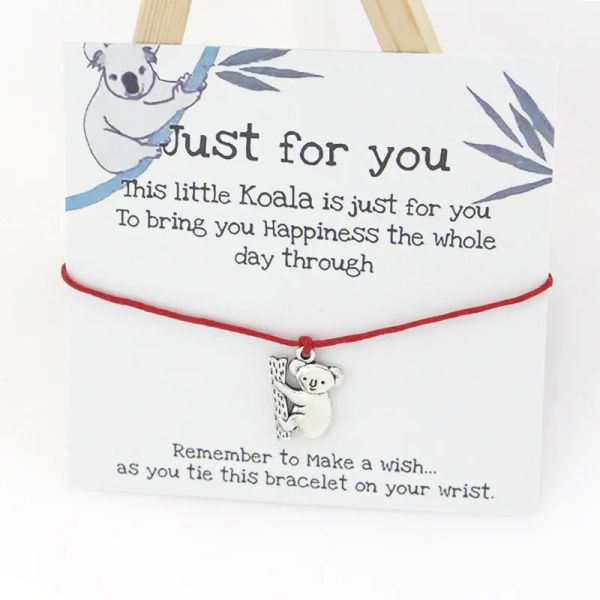 Lucky Koala Wish Bracelet fofo coala charme carto de desejo de amizade pulseiras koala jóias para homens homens melhores amigos presentes