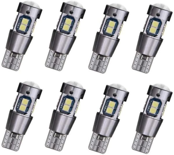 10pcs CAR T10 194 LED BULB W5W 192 WHITE 3030 10SMD CANBUS CAR LUZES DO DOME FESTOON Lâmpada do mapa lateral do mapa lateral Super B8744030