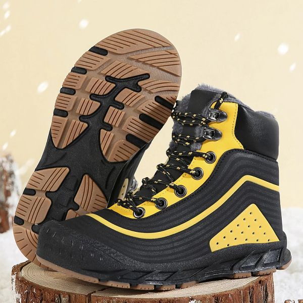 Botlar 2021 Yeni Kış Ayakkabı Erkek Botları Soygun Termal Peluş Pamuk Ayakkabıları Rahat Giyen Açık Giymek Açık Giymeksiz Kar Botları Erkekler