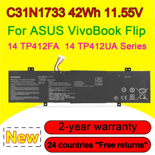 Батареи C31N1733 0B20002970000 Батарея для ноутбука для Asus vivobook Flip 14 TP412FA TP412UA серия 42WH 11.55V Высококачественная бесплатная доставка.