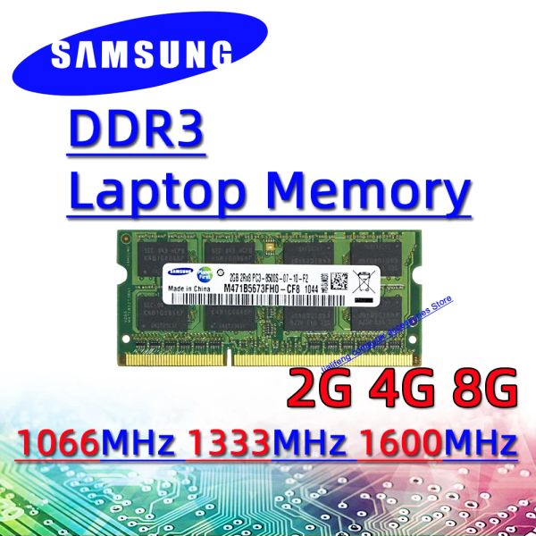 Rams Samsung DDR3 2GB 4GB 8GB 1066MHz 1333MHz 1600MHz RAM SODIMM Laptop Memória PC3 8500S 10600s 12800s