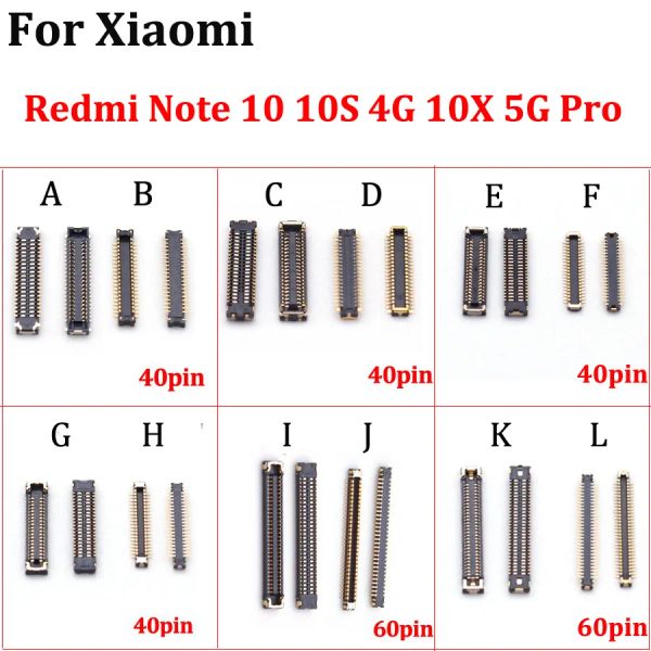 2pcs USB -Ladung Jack FPC Connector LCD -Anzeige -Bildschirmstecker für Xiaomi Redmi Note 10 10S 4G 10x 5G Pro Hongmi Note10S 40 60 Pin