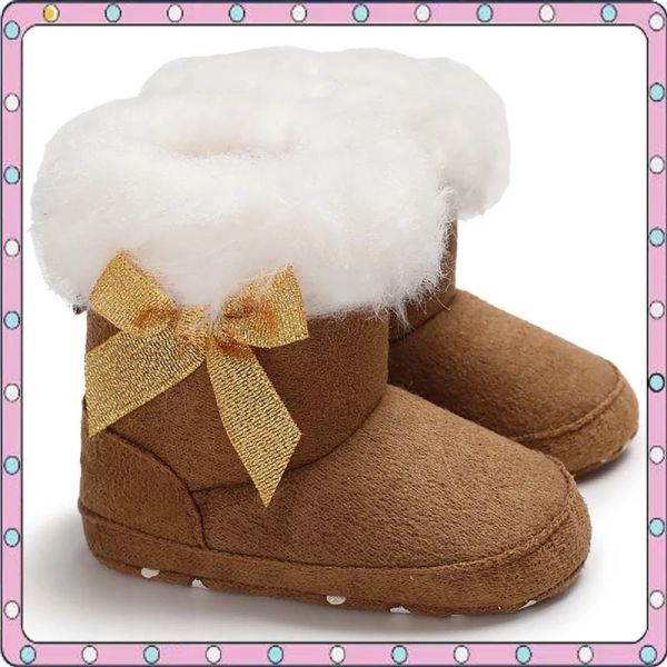 Stiefel Winter Kleinkind Jungen Schuhe Bogenknoten Baby Stiefel Neugeborene Mädchen warm Erste Wanderer Prinzessin Schneestiefel weiche einzige Kinderkrippe Schuhe