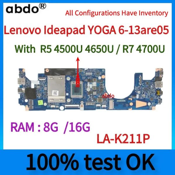 Материнская плата для Lenovo IdeaPad Yoga 613ARE05 Материнская плата ноутбука. С помощью R5 R7 AMD CPU и 8G 16G RAM.LAK211P Материнская плата. 100% проверенная работа