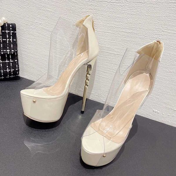 Scarpe eleganti Liyke Summer Pvc Transparent Women Platform Pumps Sexy Peep Toe Extreme High Heels Party Prom Stiletto Sandals H240409 W0Q4