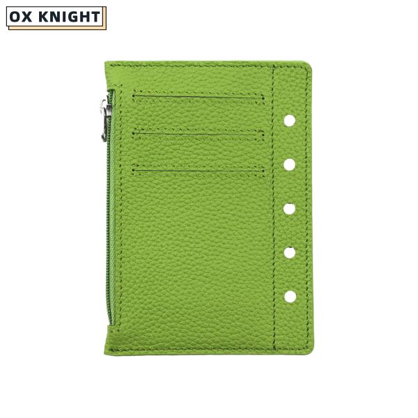 Notizbücher Ox Knight Reißverschluss Buch Cover für A8 Ring Budget Planer Kieselkorn Lederspeichertasche Mini Memo Pad Notebook Accessoire