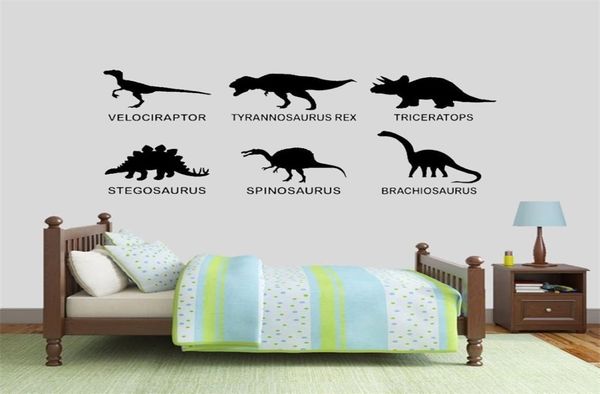 Sei adesivi per pareti di dinosauri per la casa soggiorno per ragazzi camera da letto camera da letto murale decorazione murale rimovibile s079 2106159864950
