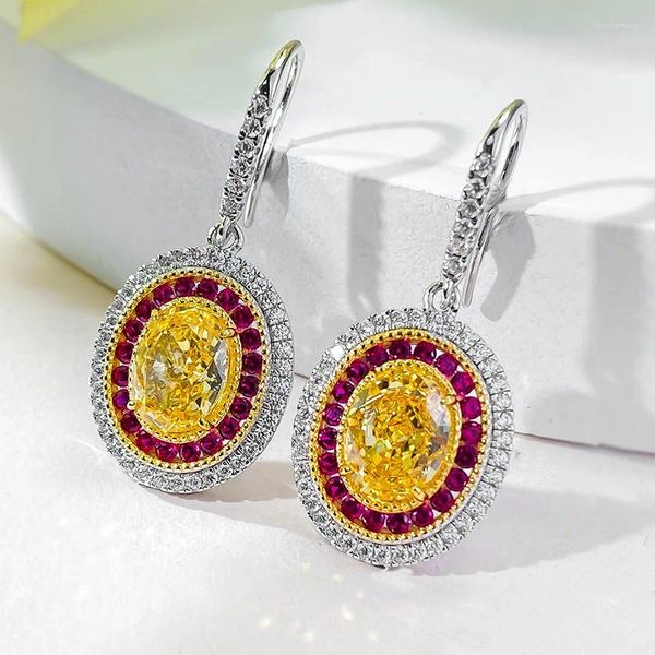 Brincos de garanhão European e American S925 Silver Little Red Book Same Yellow Diamond 7 9 Design exclusivo para mulheres