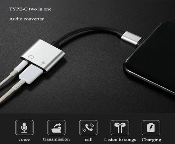 Per Huawei USB Type-C O Adattatore di ricarica 2 in 1 tipo C maschio a femmina 3,5 mm jack per cuffie + convertitore di ricarica per Xiaomi 67769036