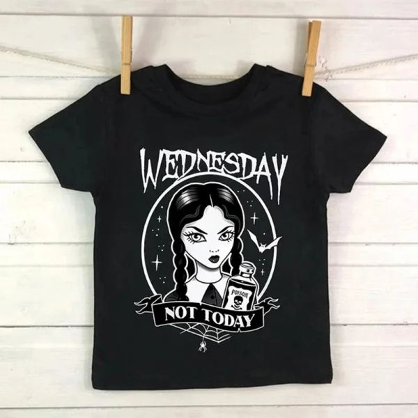 Mercoledì T-shirt per bambini Maglietta cartoni animati Addams I odio abiti da bambino ragazzo ragazzo mai più accatasta