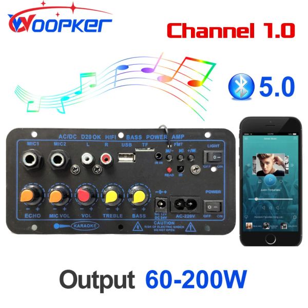 Radio Woopker 60200W Bluetooth -Verstärker -Subwoofer -Verstärker für Home Audio/ Auto/ Truck/ RV/ Camper USB FM Radio TF Player