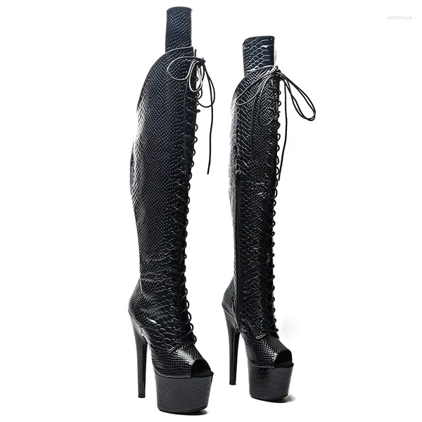 Sapatos de dança Leecabe 17cm/7inches Snake Upper Aberto Aberto do Pólo da Dança Alta Plataforma de Plataforma