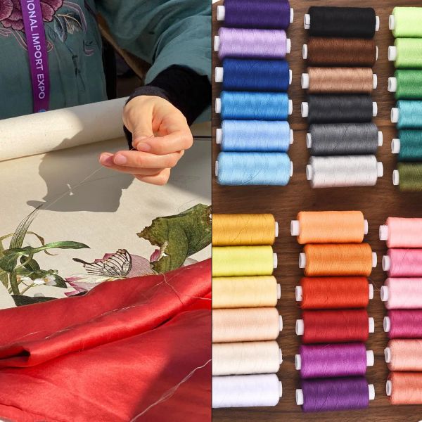 6 Farben/Set Garnnähungsgewinde Rollenmaschine Hand Stickerei 400 Yard pro Spulen 100% Polyester langlebig für das Heimnähungs Kit