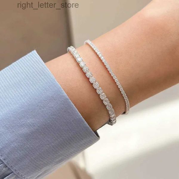 Bangle Korean 925 Sterling Silber All Diamond Zirkon Armband Minimalistische Ins Little Red Book Geometrie -Armband YQ240409