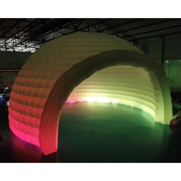 10m DIA (33 pés) Big House Inflable Igloo de Igloo Uso Oxford Pano Oxford Tent da cúpula inflável com LED mudando luz para eventos de festa
