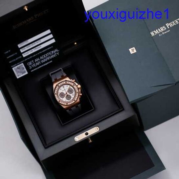 Fashion AP Wrist Watch 26231Or Royal Oak Offshore Panda Ladies 18K Gold Rose Diamond Watch Automático Swiss Swiss Luxury Bedage 37mm