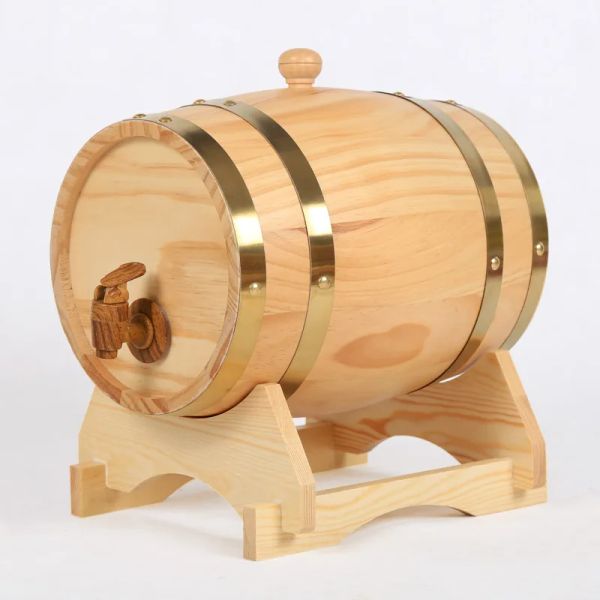 1,5/3/5l Oak Wood Barrel Ferramentas de cerveja vintage de cerveja Tap Tap Dispenser for Rum Pot Whisky Wine Wine Mini Keg Bar Home Brew Bee Solder