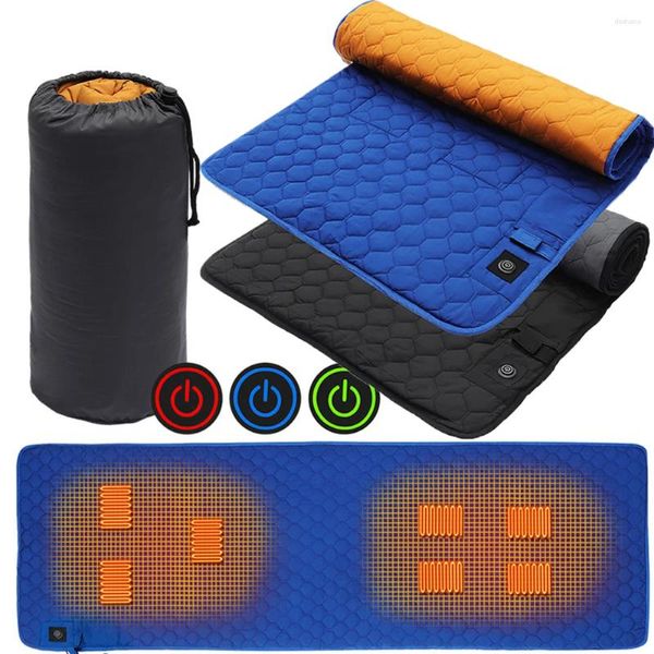 Cobertores Aquecimento USB Sleeping Mat 7 Zonas Ponta de temperatura ajustável Aquecimento elétrico para acampamento ao ar livre Cobertor de colchão