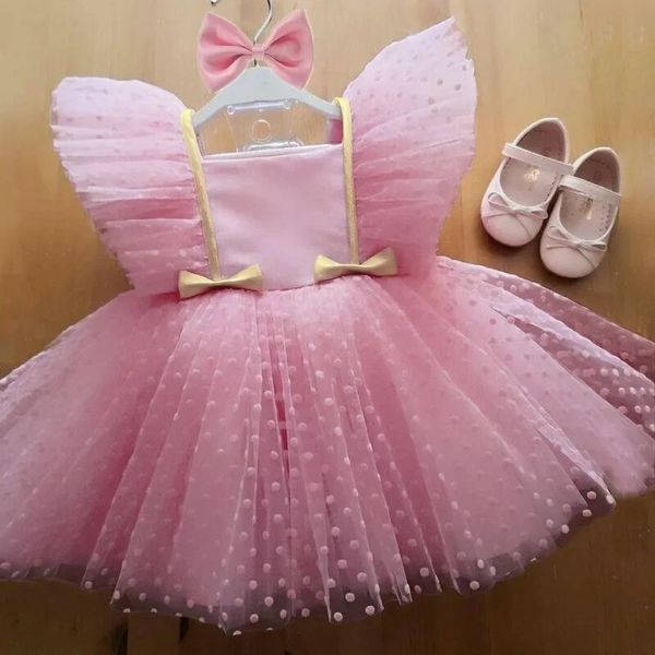 12m Baby White Baptismdress Girl Rule Manuve Birthday Princesa Tutu Vestido para 15y Girls Dress Wedding Flower 240329