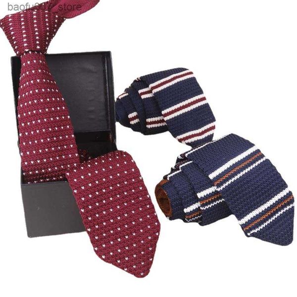 Ties cravatte da uomo cravatta a maglia stretta versione stretta 7 cm lana puntata cravatta lunghezza affari casual dono dono tendenzaq